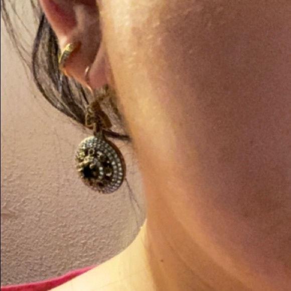 Turkish 925 silver/ emeralds/ topaz earrings - Picture 3 of 3